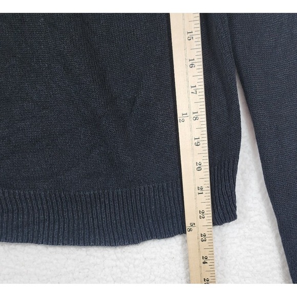 Lauren Ralph Lauren Sweater Sz L Black Silk Cashmere Blend Metallic Gold Trim - Picture 4 of 8